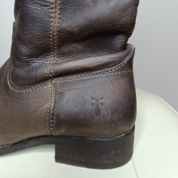 Frye Melissa Brown Leather Pull-on Knee High Cowboy Boots Size 8.5 B - Picture 4 of 14